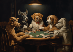 Psi hrající poker inspirace Cassius Marcellus Coolidge