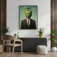 Muž s jablkem inspirace René Magritte