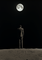 Muž hledící na měsíc